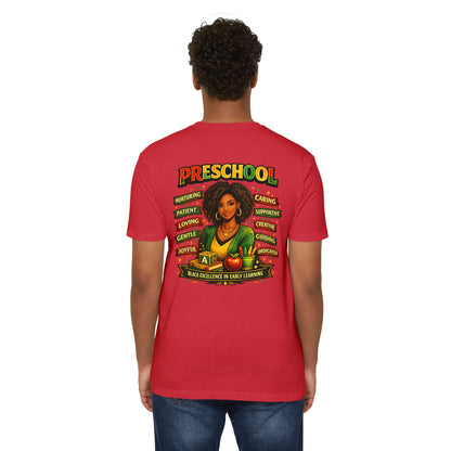 Preschool Teacher T-Shirt – "Black Excellence in Early Learning" Graphic Tee