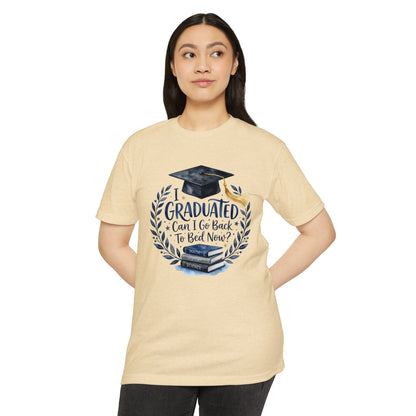 Graduation T-Shirt - "I Graduated, Can I Go Back to Bed Now?" Cap & Books Tee