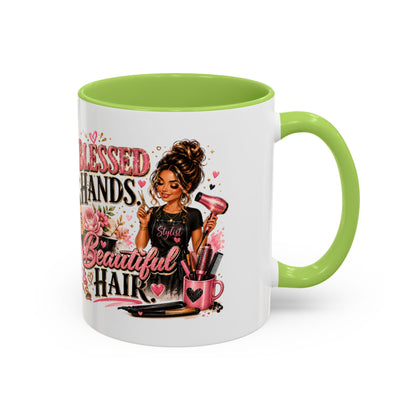 Blessed Hands Beautiful Hair Coffee Mug — Stylist Barber Hairdresser Gift