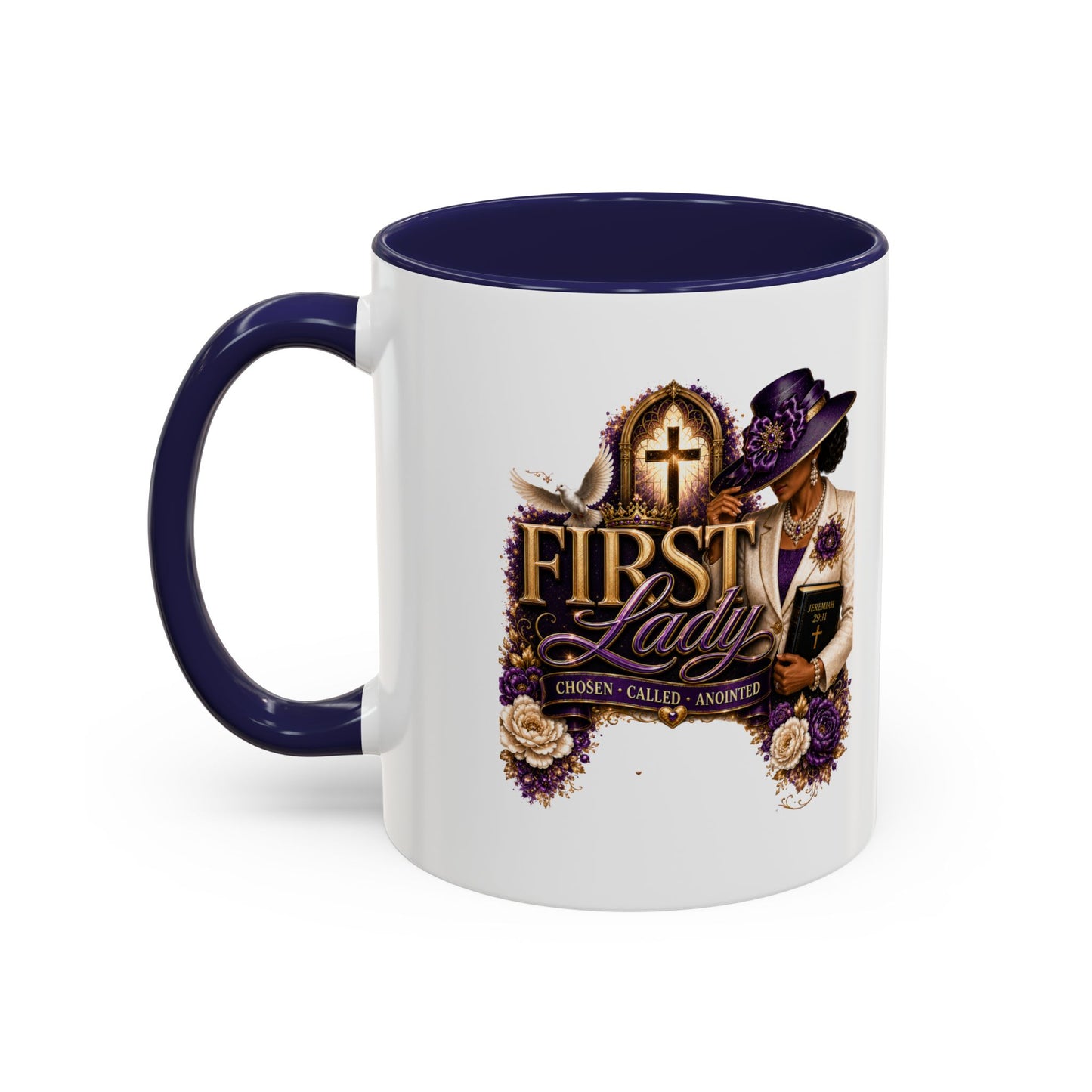 First Lady Church Coffee Mug — Elegant Purple Hat Gospel Tea Cup (11/15oz)