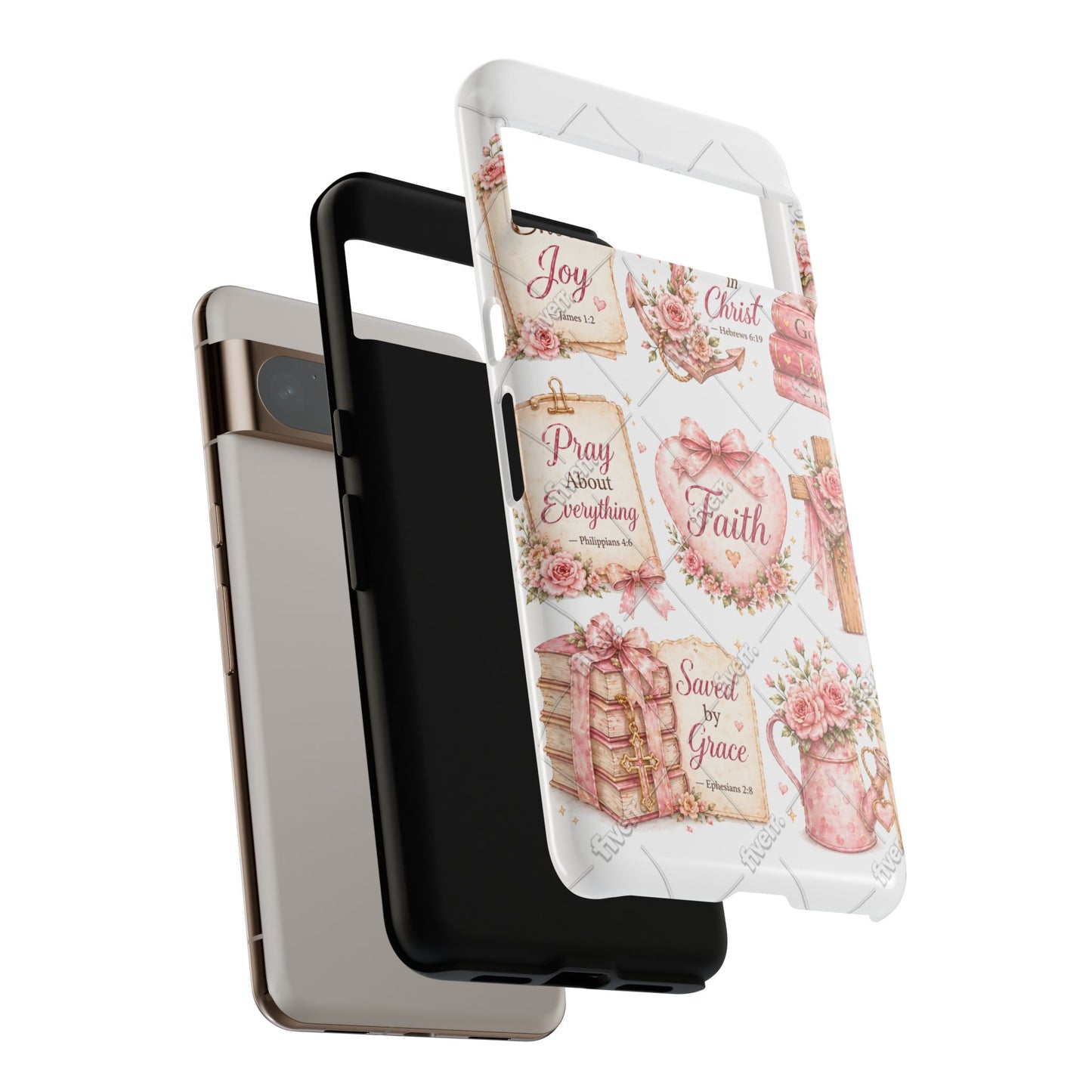 Faith Floral Phone Case – Christian Inspirational Scripture iPhone Cover (Choose Joy, Pray, Faith)