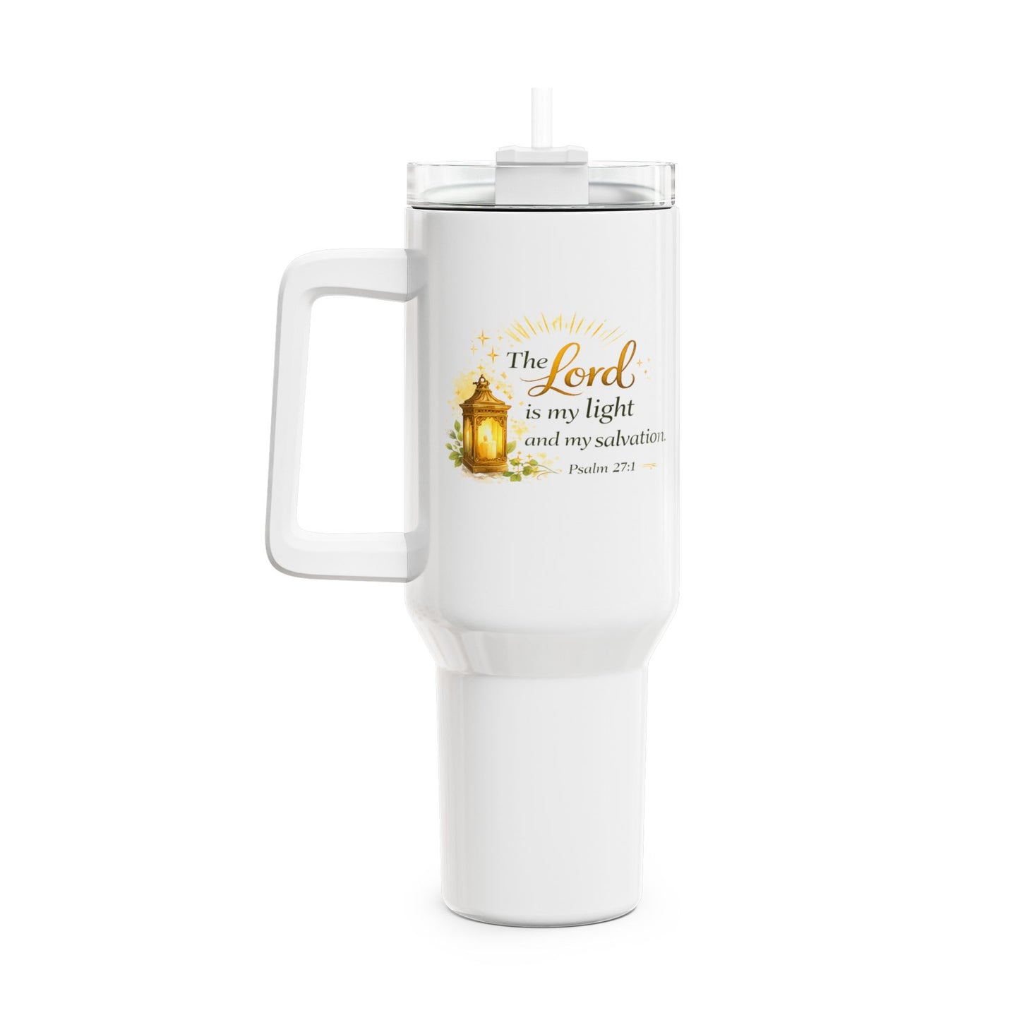 40oz Faith Tumbler - "The Lord is my light" Psalm 27:1 Travel Mug