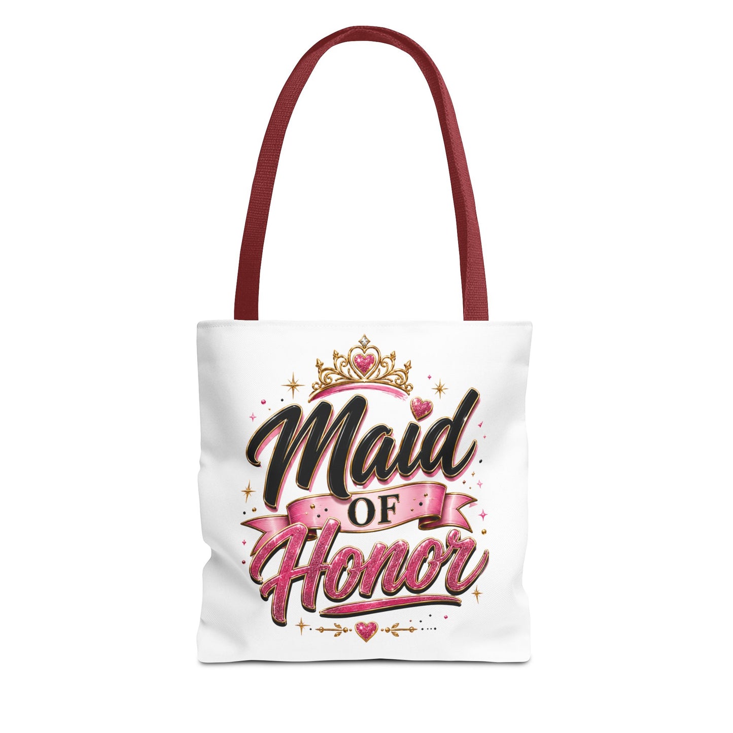 Maid of Honor Tote Bag — Pink Crown Bridal Party Tote for Weddings & Bachelorette