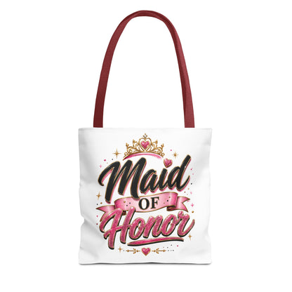 Maid of Honor Tote Bag — Pink Crown Bridal Party Tote for Weddings & Bachelorette