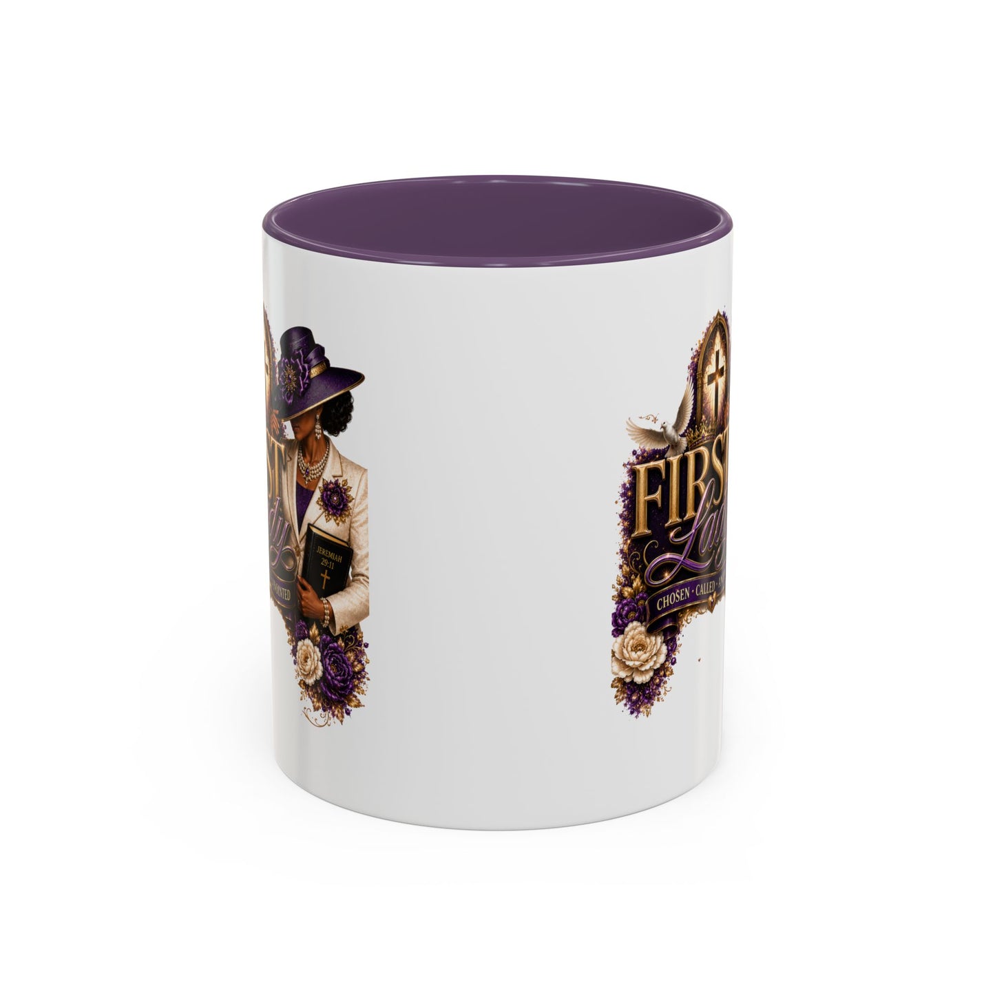 First Lady Church Coffee Mug — Elegant Purple Hat Gospel Tea Cup (11/15oz)