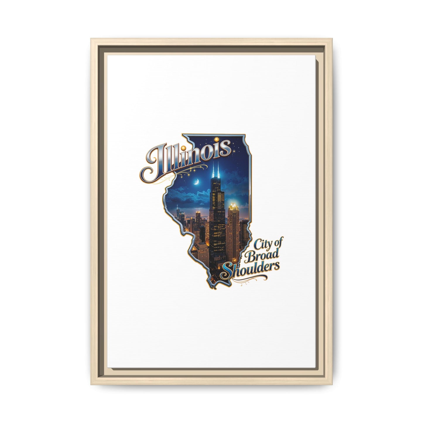 Illinois City of Broad Shoulders Matte Canvas Framed Wall Art