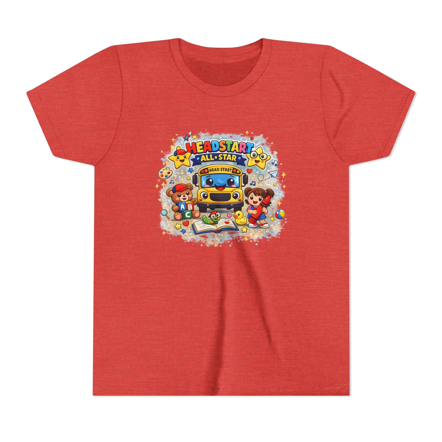 Youth Tee — "Headstart All-Star" Cute School Bus & Characters Back-to-School Shirt