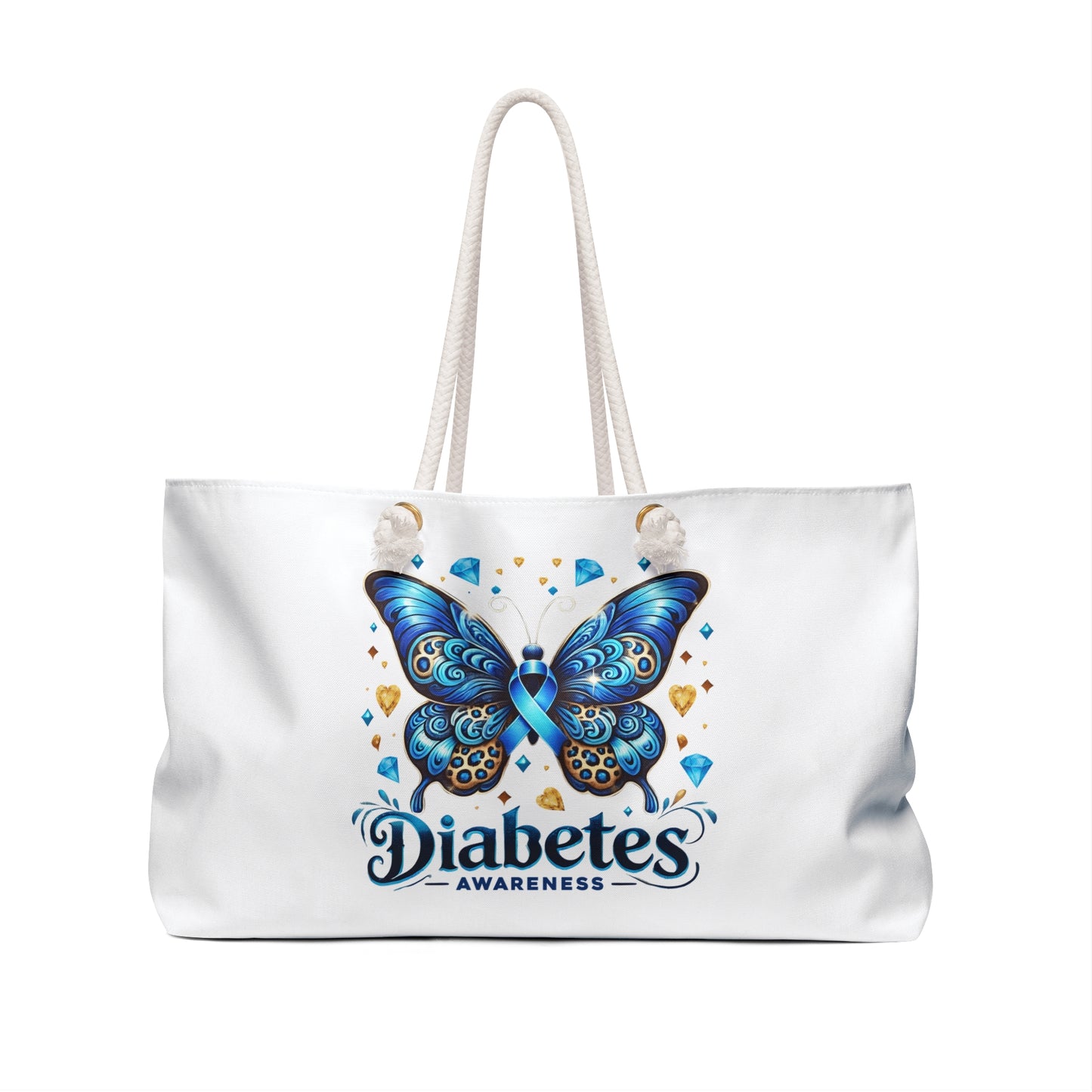 Diabetes Awareness Weekender Bag – Blue Butterfly Support Travel Tote