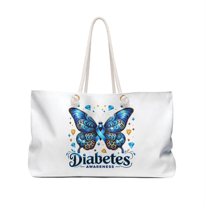 Diabetes Awareness Weekender Bag – Blue Butterfly Support Travel Tote