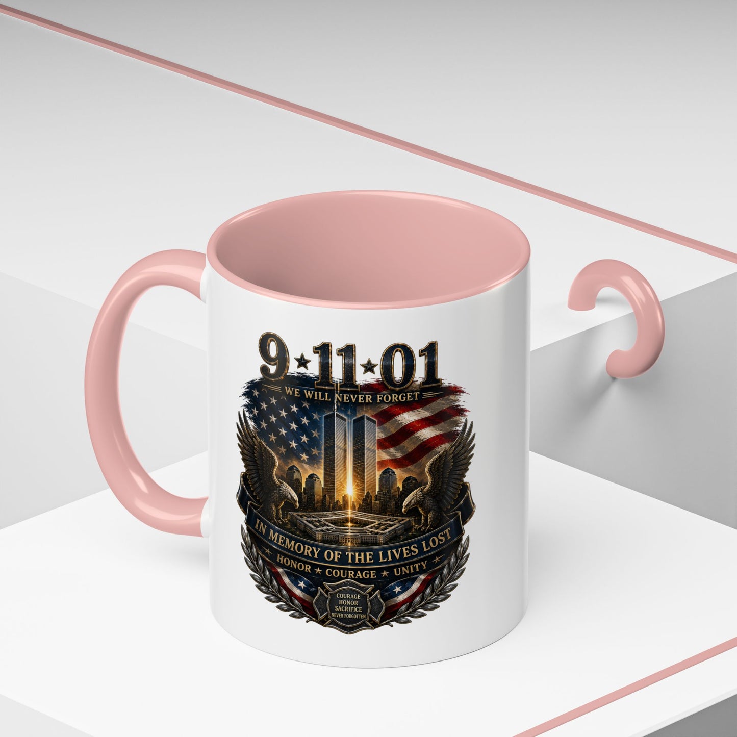 9·11 Memorial Coffee Mug — Never Forget Tribute Accent Mug (11/15oz)