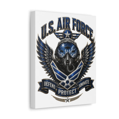 U.S. Air Force Canvas Wall Art – "Defend Protect Dominate" Military Aviation Stretched Canvas