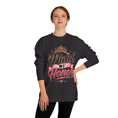 Maid of Honor Sweatshirt — Pink Script Bridal Party Crewneck