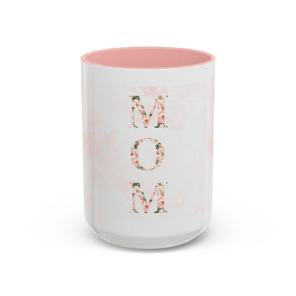 Mom Floral Accent Coffee Mug — Pink Roses Mother's Day Gift (11/15oz)