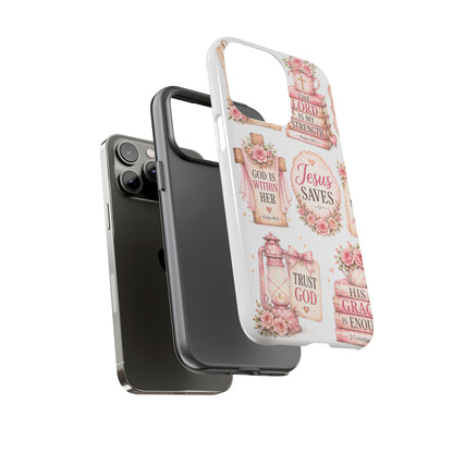 Faith Phone Case — 'Jesus Saves' Floral Christian Scripture iPhone Case