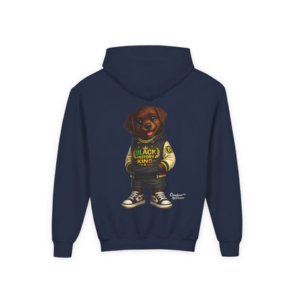 Youth Hoodie — 'Black History Kid' Puppy Graphic Sweatshirt