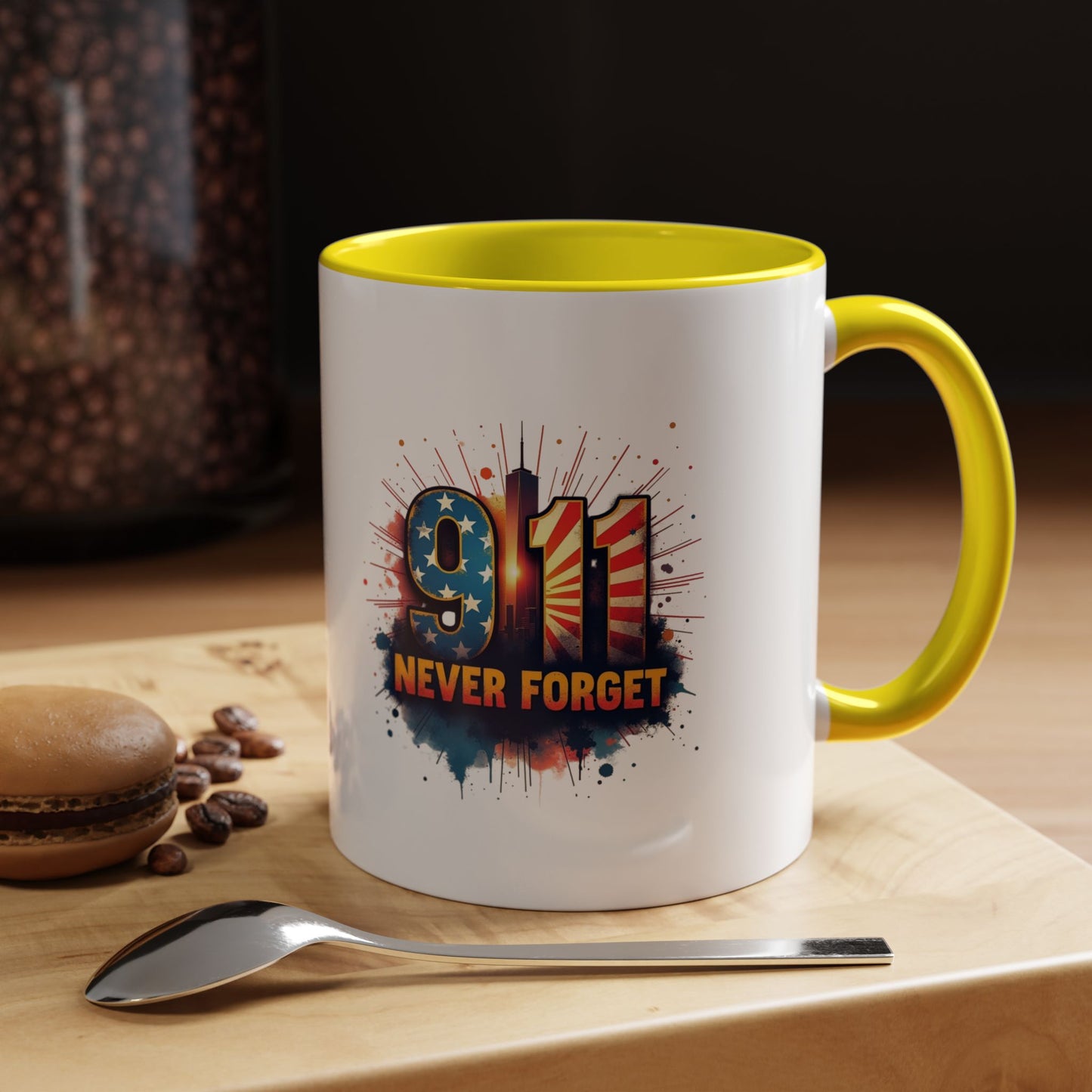 9/11 Never Forget Coffee Mug — Patriotic Memorial Accent Mug