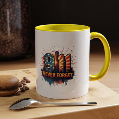 9/11 Never Forget Coffee Mug — Patriotic Memorial Accent Mug