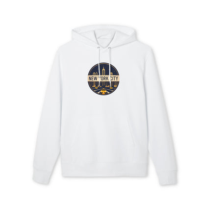 New York City Skyline Hoodie — Retro Taxi Circle Graphic