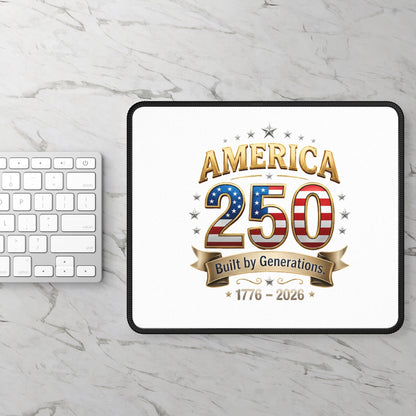America 250 Gaming Mouse Pad — 'Built by Generations' 1776–2026 Patriotic Desk Mat