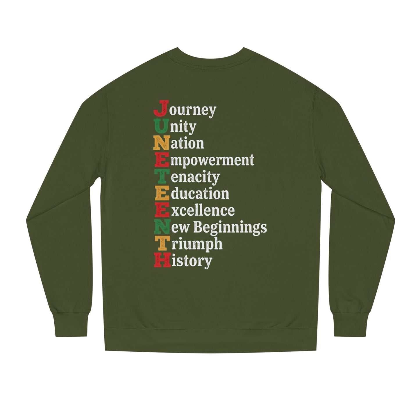 Juneteenth Crewneck Sweatshirt — "JUNETEENTH" Acrostic: Journey, Unity, Nation, Empowerment