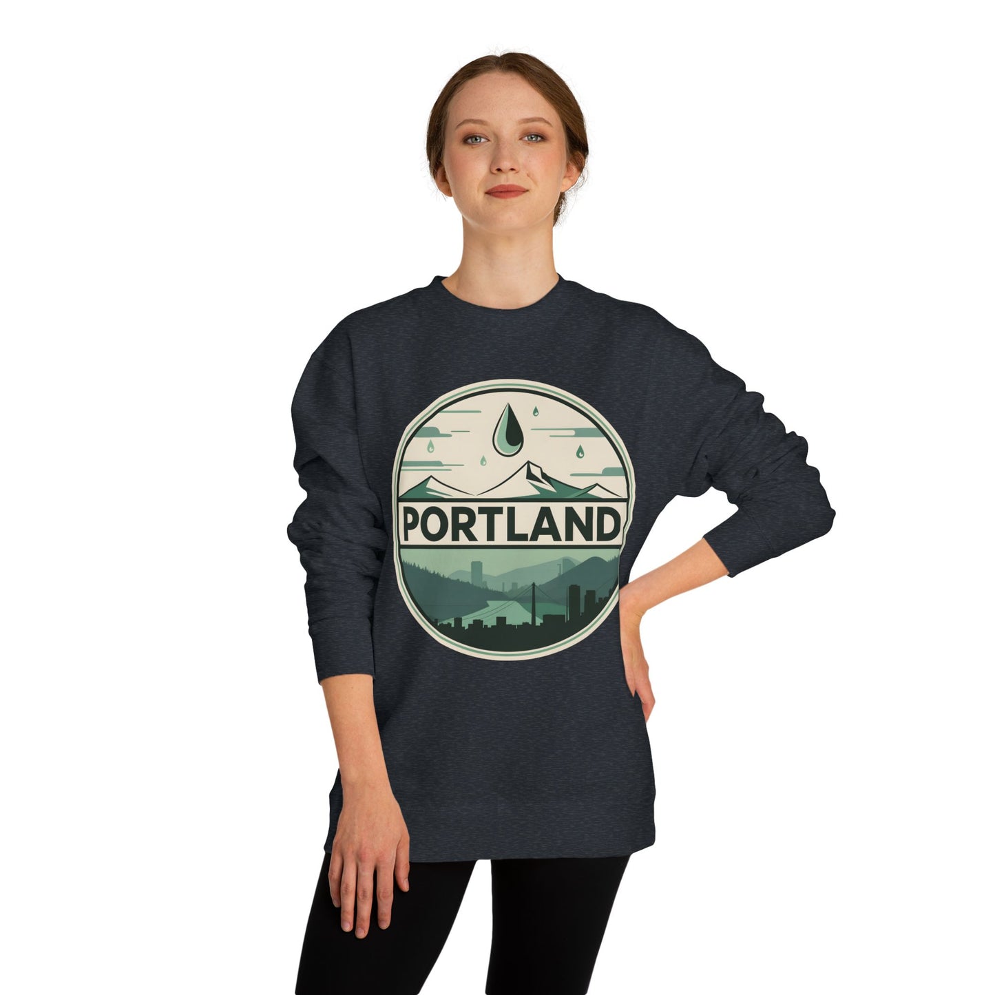 Portland Rainy Skyline Crewneck Sweatshirt