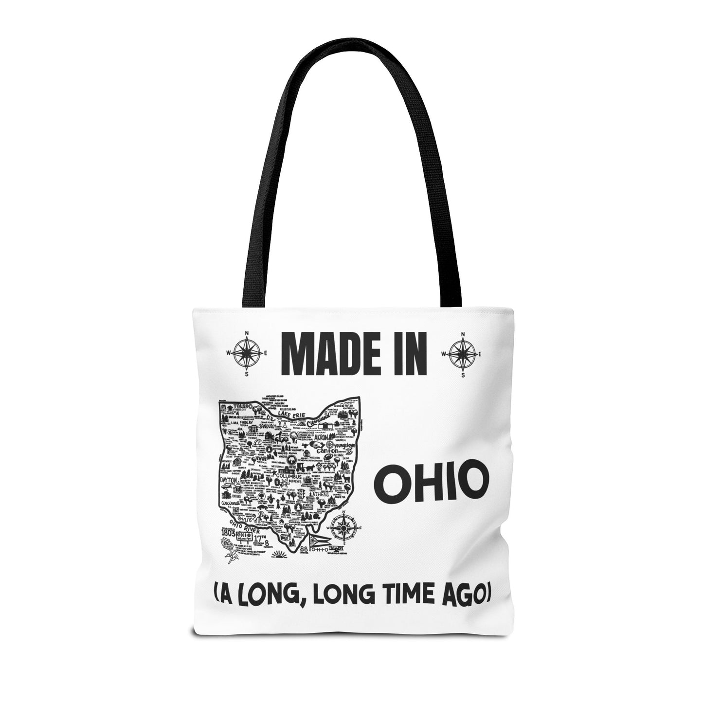 Made in Ohio Tote Bag — Vintage Map Design "A Long, Long Time Ago"
