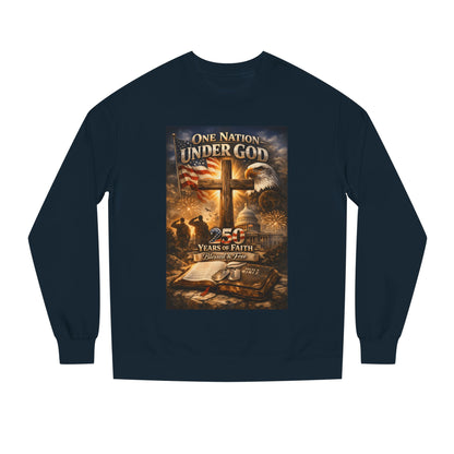Patriotic Christian Sweatshirt — "One Nation Under God" 25 Years of Faith Crewneck