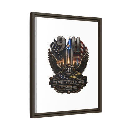 9/11 Memorial Matte Canvas Print — "We Will Never Forget" Framed Tribute