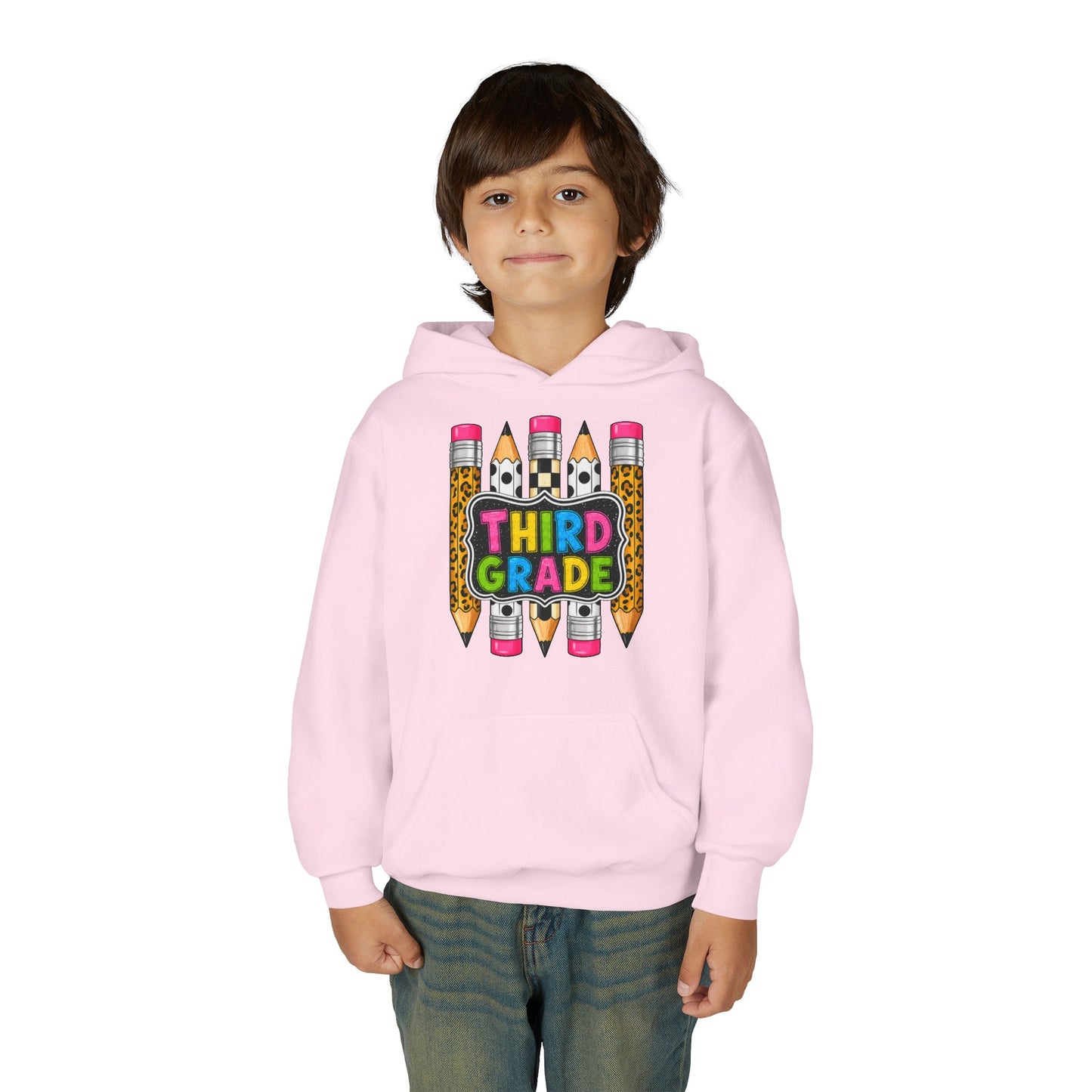 Third Grade Kids Hoodie — Cute Pencil Back-to-School Sweatshirt