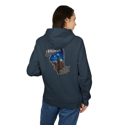 Illinois Skyline Hoodie — "City of Broad Shoulders" Retro State Map