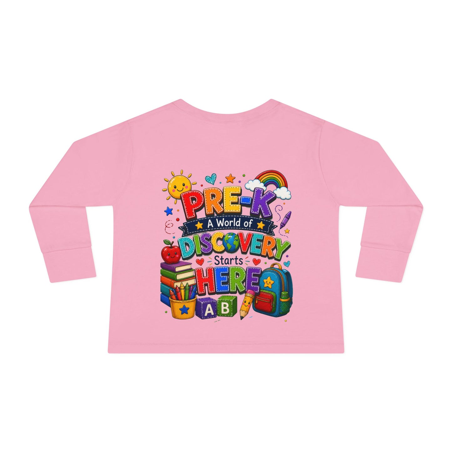 Pre-K Discovery Toddler Long Sleeve Tee – “A World of Discovery Starts Here”
