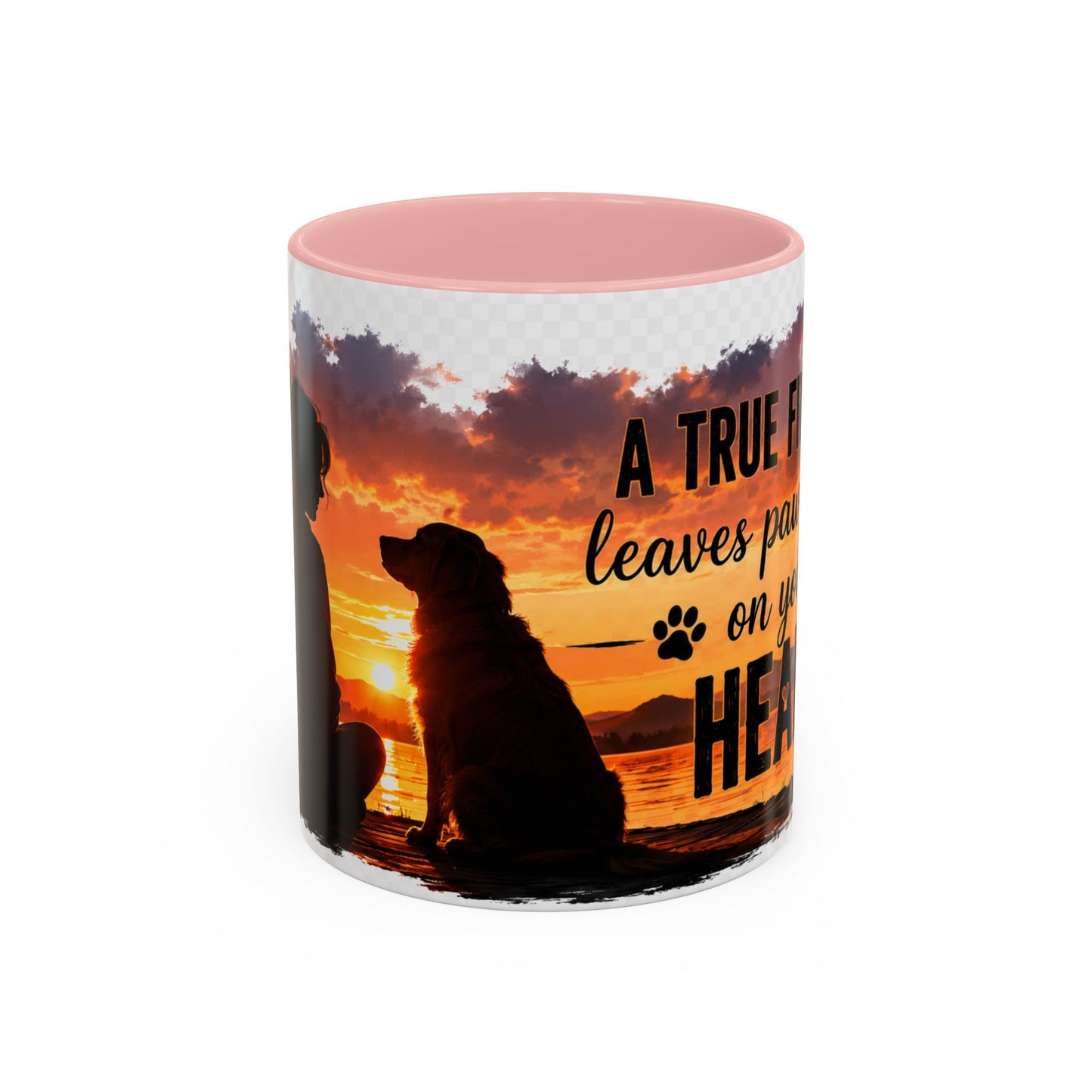 Dog Lover Coffee Mug - "A True Friend Leaves Paw Prints on Your Heart" Accent Mug (11/15oz)