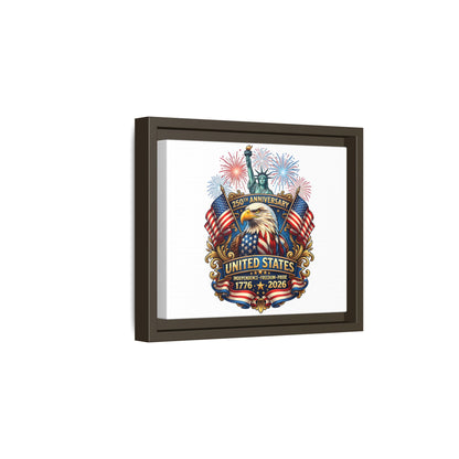 United States 250th Anniversary Framed Canvas — "1776-2026" Patriotic Eagle & Statue of Liberty Print