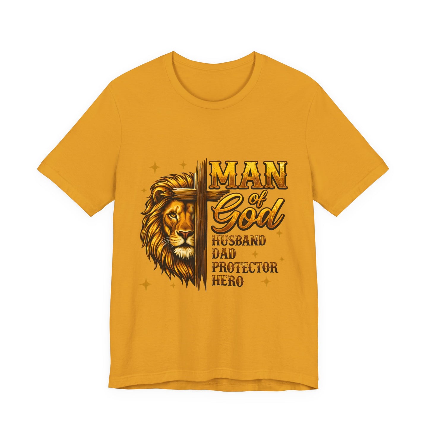 Man of God Lion T-Shirt – Husband, Dad, Protector Christian Tee