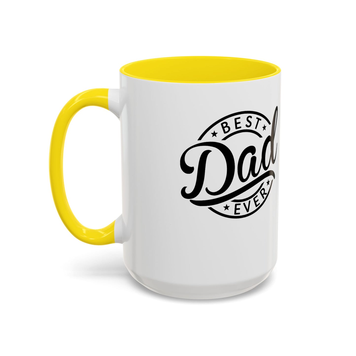 Best Dad Ever Accent Coffee Mug — Black Handle & Inner Rim, Father's Day Gift (11oz & 15oz)