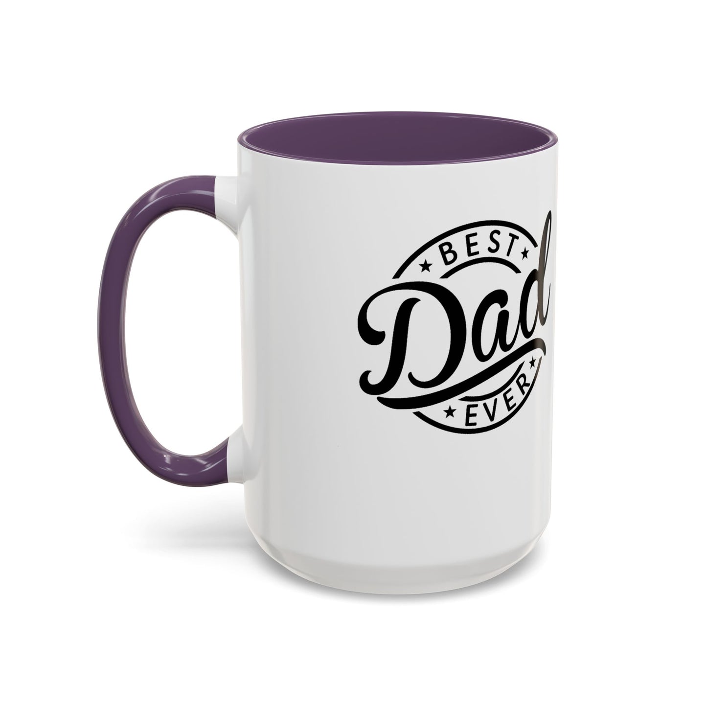 Best Dad Ever Accent Coffee Mug — Black Handle & Inner Rim, Father's Day Gift (11oz & 15oz)