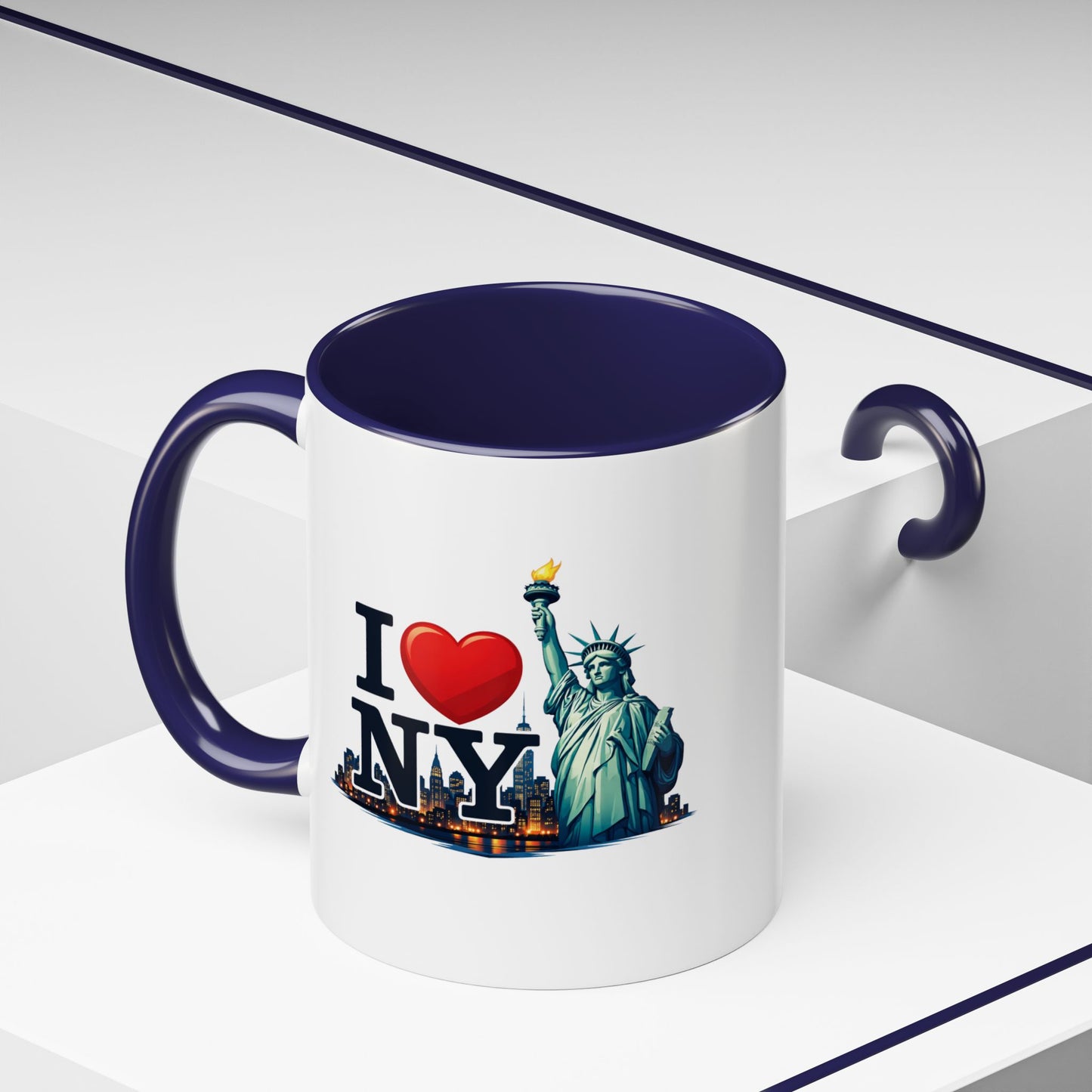 I  NY Statue of Liberty Accent Coffee Mug – New York City Souvenir (11/15 oz)