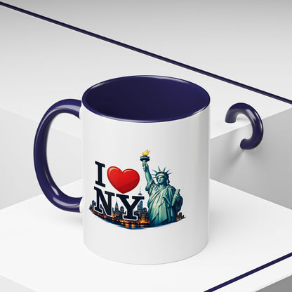 I  NY Statue of Liberty Accent Coffee Mug – New York City Souvenir (11/15 oz)