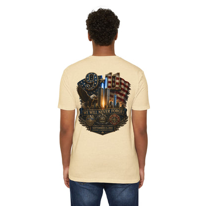 9/11 Memorial T-Shirt — "We Will Never Forget" Patriotic Tribute
