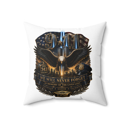 9/11 Memorial Eagle Pillow — "We Will Never Forget" Tribute Accent Pillow