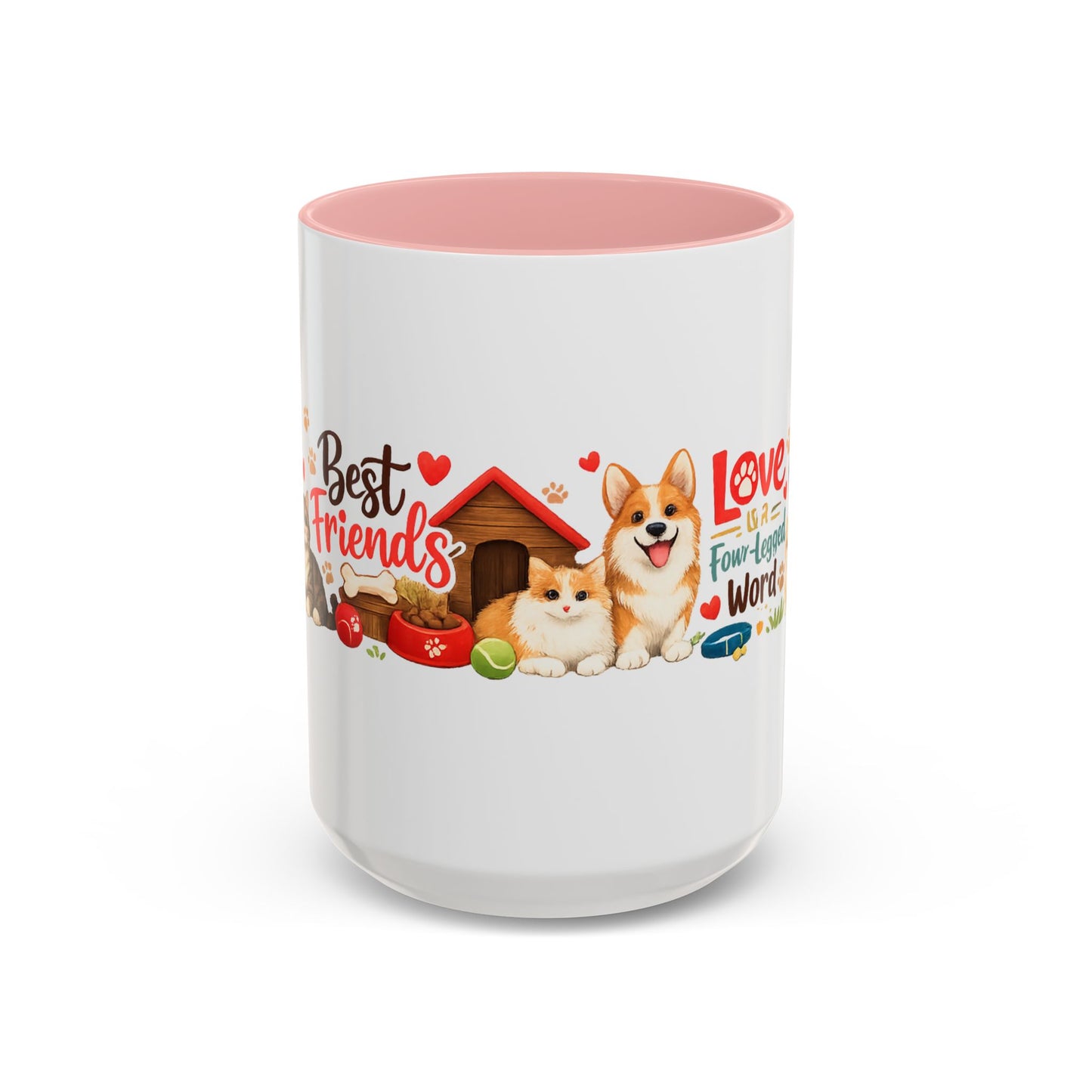 Dog Lover Accent Coffee Mug — “Love is a Four-Legged Word” Ceramic Gift