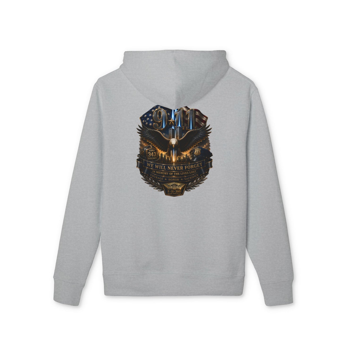 Eagle Shield Graphic Hoodie — 'You Never Walk Alone' Patriotic Bird Pullover