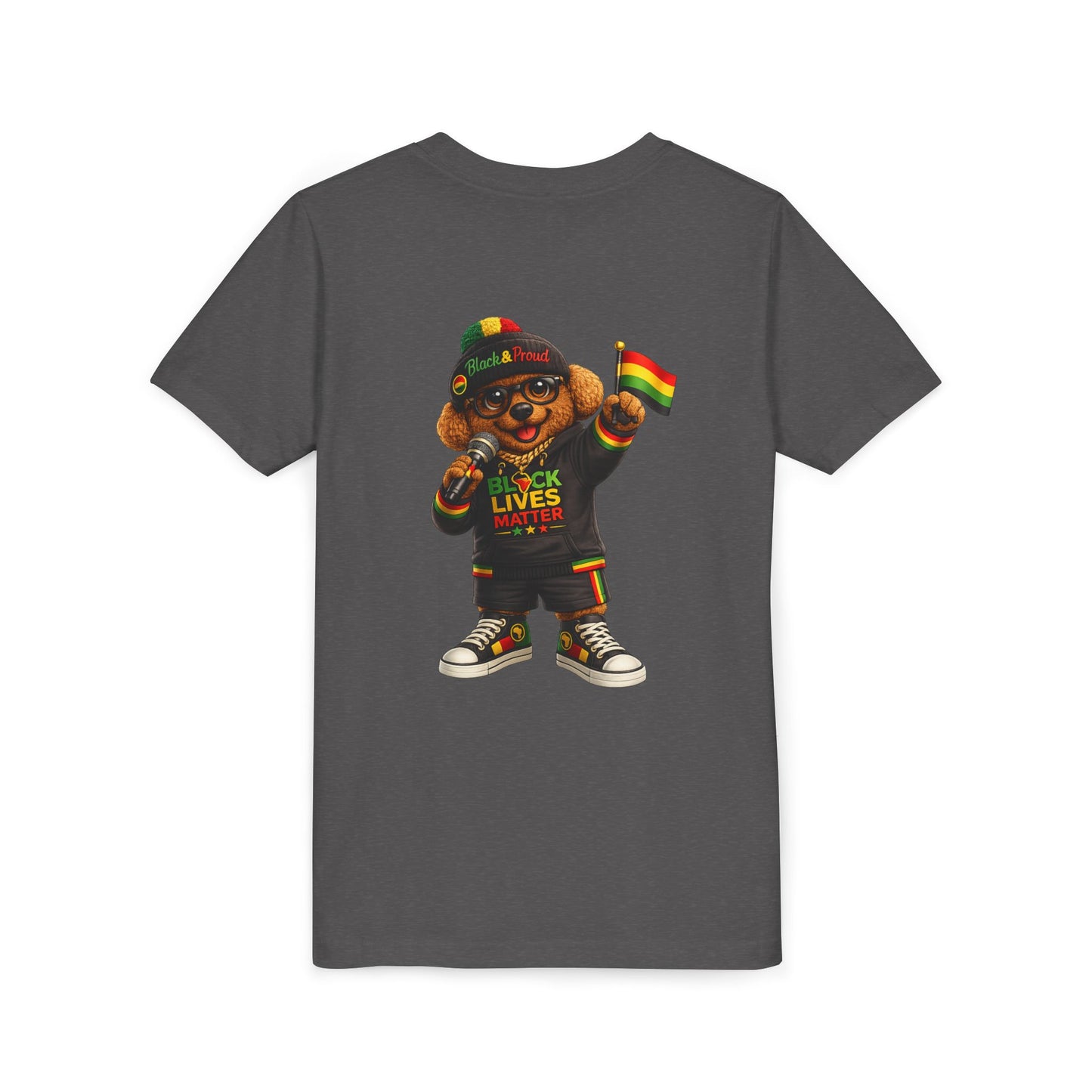 Youth Tee — Kid Bear Black Lives Matter Rasta Flag Shirt