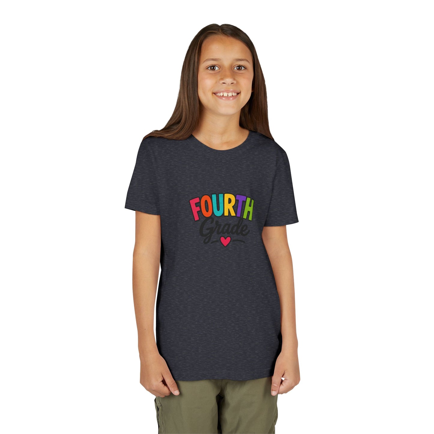 Fourth Grade Youth Tee — Colorful Back-to-School Shirt with Heart