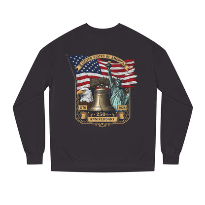 Liberty 250th Anniversary Sweatshirt — USA Flag, Statue of Liberty & Liberty Bell Design