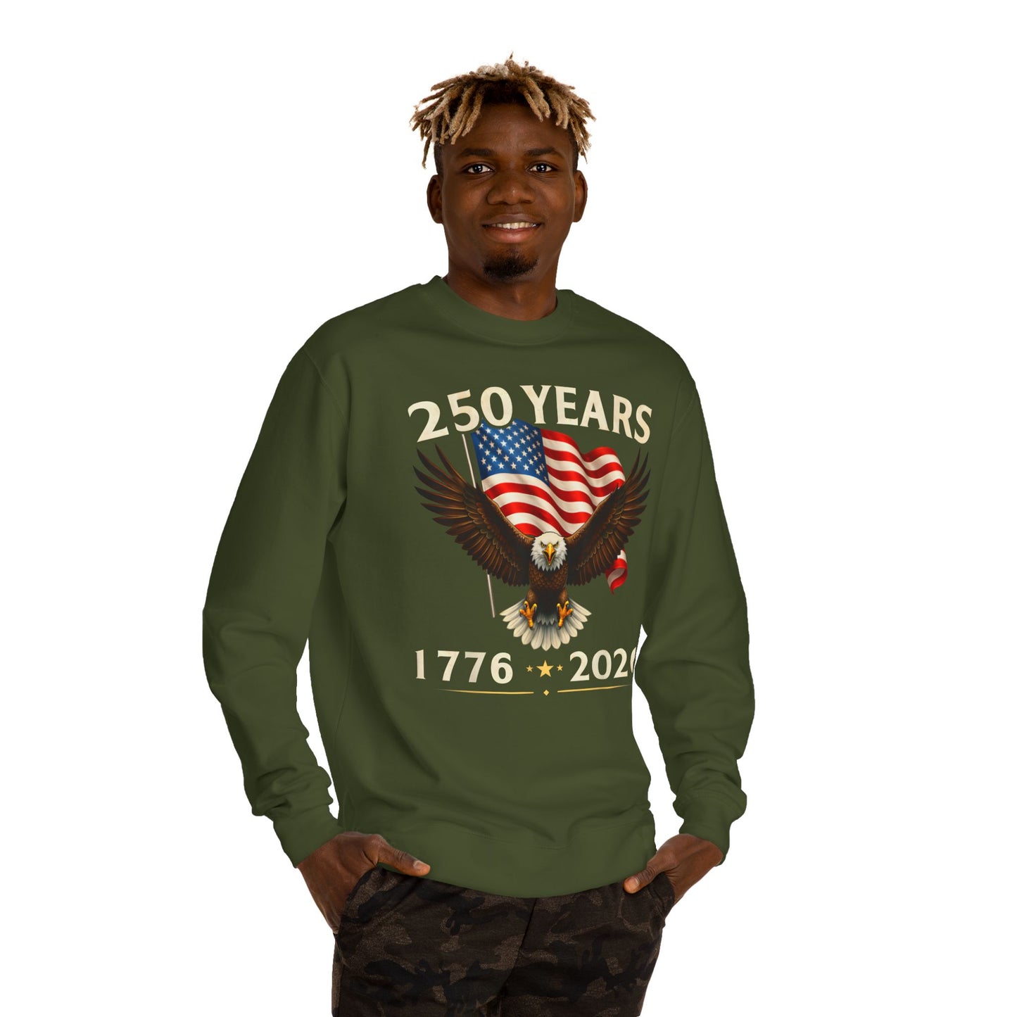 250 Years 1776–2026 Eagle Flag Crewneck Sweatshirt