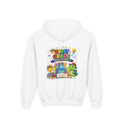 First Grade Hoodie - "First Grade Ready To Rule" Kids Back-to-School Sweatshirt