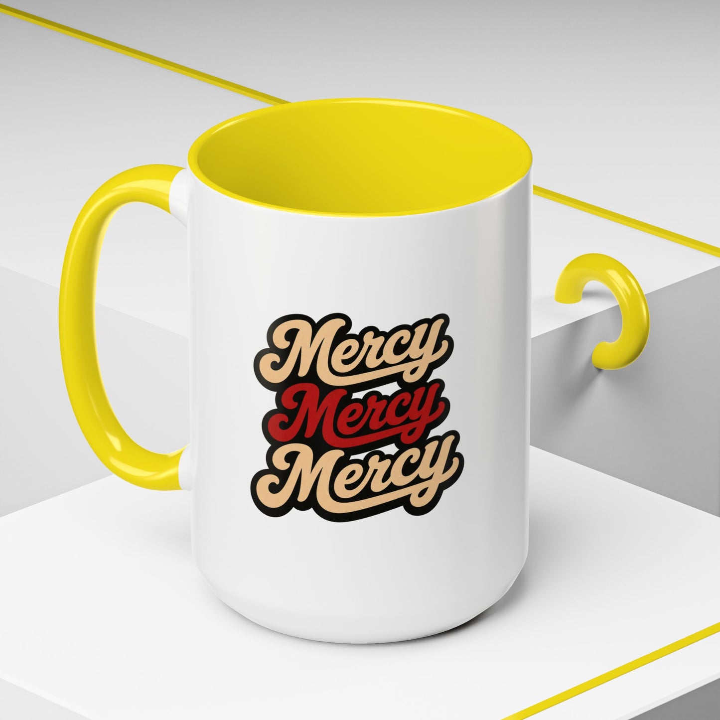 Mercy Mercy Mercy Retro Script Accent Coffee Mug — 11/15oz