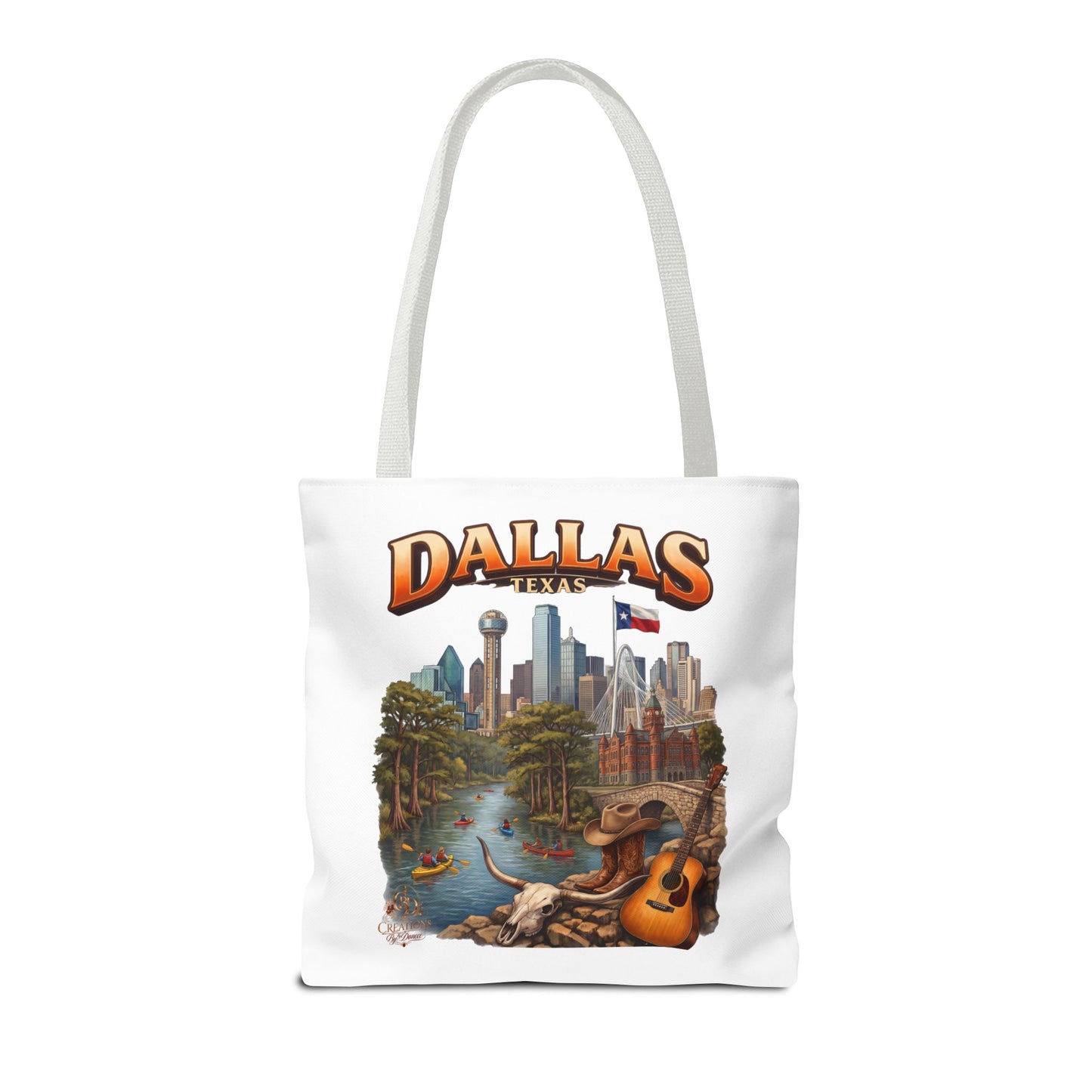 Dallas Texas Scenic Tote Bag – City Skyline & Guitar Souvenir Tote