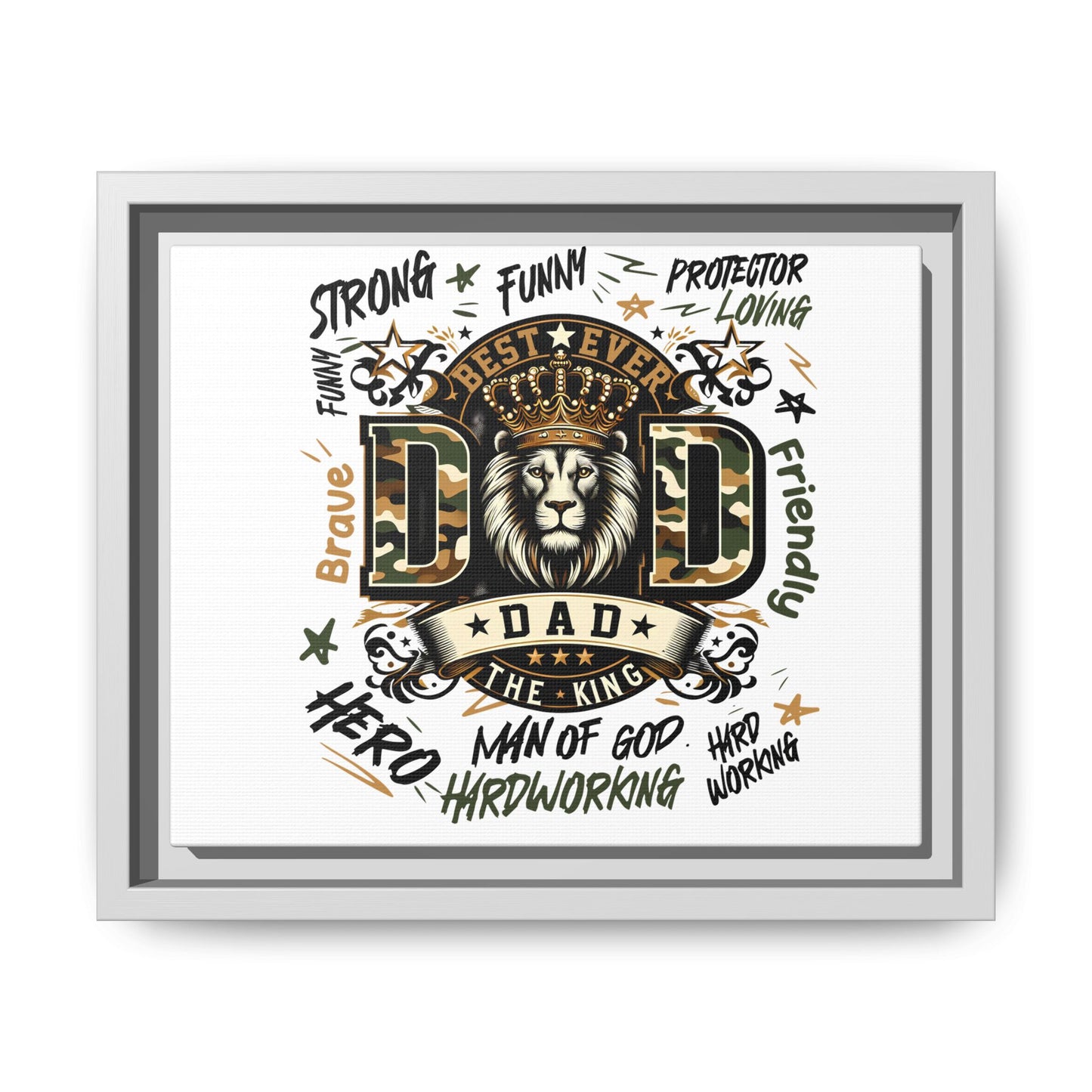 Framed Matte Canvas 'Best Ever DAD' Wall Art – Lion King Design, Father’s Day Gift